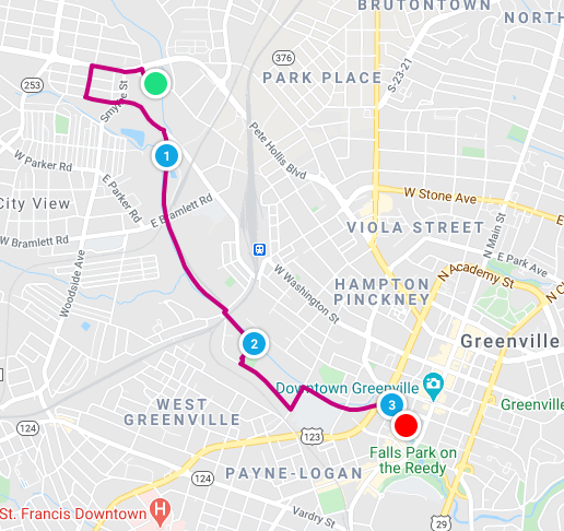 5K Course Map - Swamp Rabbit 5K