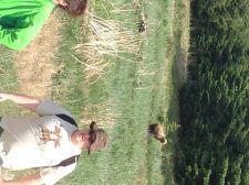 Be Bear Aware! We survived a "bear attack" when we had to walk past the grizzly to get from the Musher camp to our bus. The first bear sighting of the season.